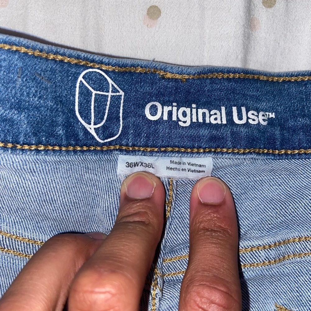Men’s Ripped Bootcut Blue Jeans - Picture 2 of 3